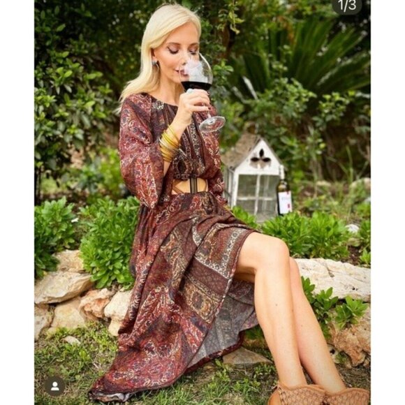 💕ZARA💕 Printed Midi Dress 8913/829 ~ Brick Multi-Color Abstract Print Small - Picture 5 of 15